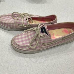 Sperry 9136126 Women’s Bahama Pink Checkered Gingham Top Sider Shoes Size 9